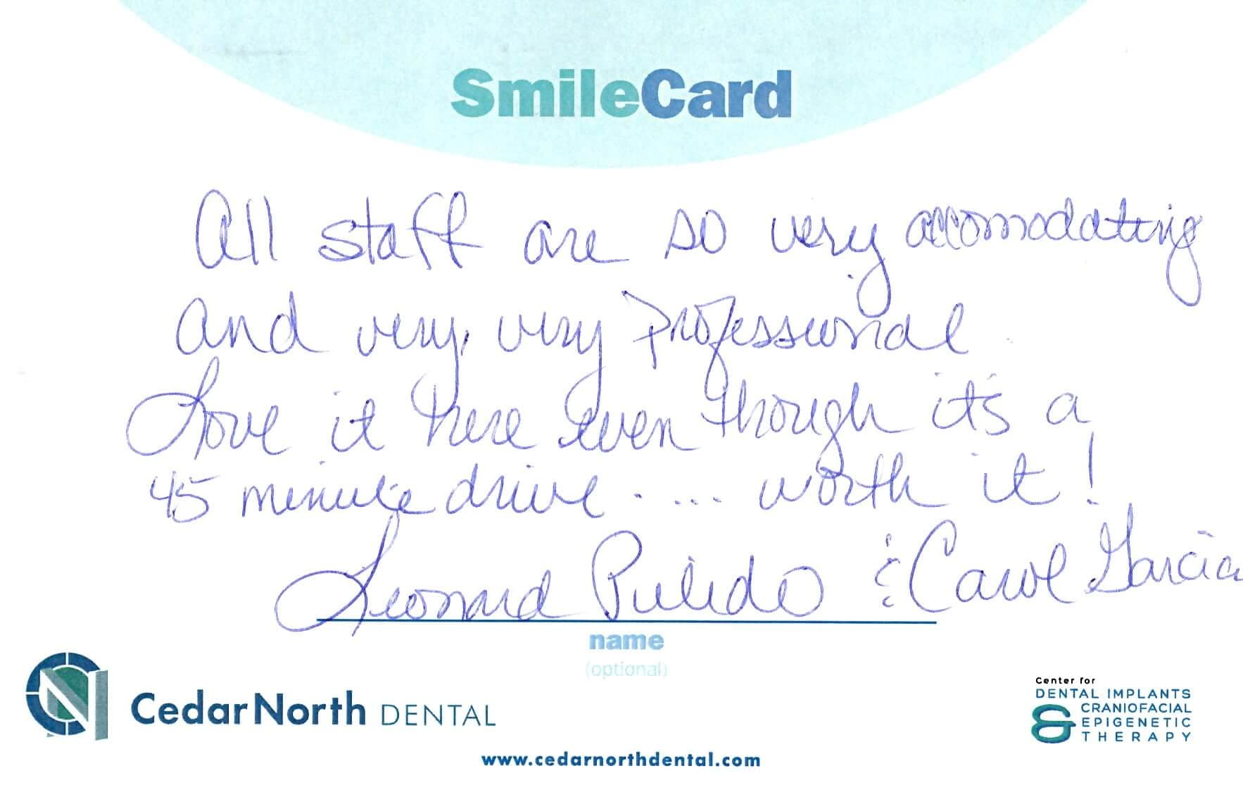 CedarNorth Dental testimonial